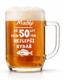 Půllitr s pískovaným motivem "NEJLEPŠÍ RYBÁŘ"