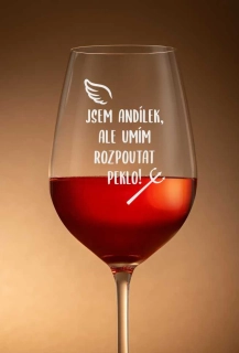 Sklenička na víno "JSEM ANDÍLEK", 1 ks