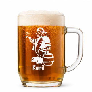 Půllitr s pískovaným motivem "HASIČ"