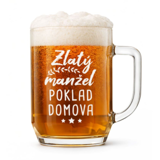 Půllitr s pískovaným motivem "ZLATÝ MANŽEL"
