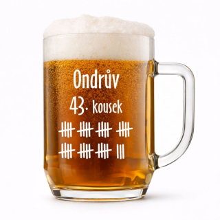 Půllitr s pískovaným motivem "PIVNÍ ČÁRKY"
