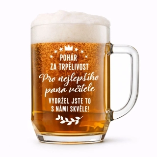 Půllitr s pískovaným motivem "POHÁR ZA TRPĚLIVOST"