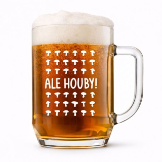 Půllitr s pískovaným motivem "ALE HOUBY!"